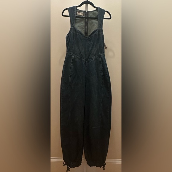 NWT We the Free x Free People Match Point Denim Jumpsuit S Slim Fit - Picture 8 of 14